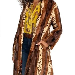 Johnny Was Faux Fur Patchwork Animal Print Coat - 3x